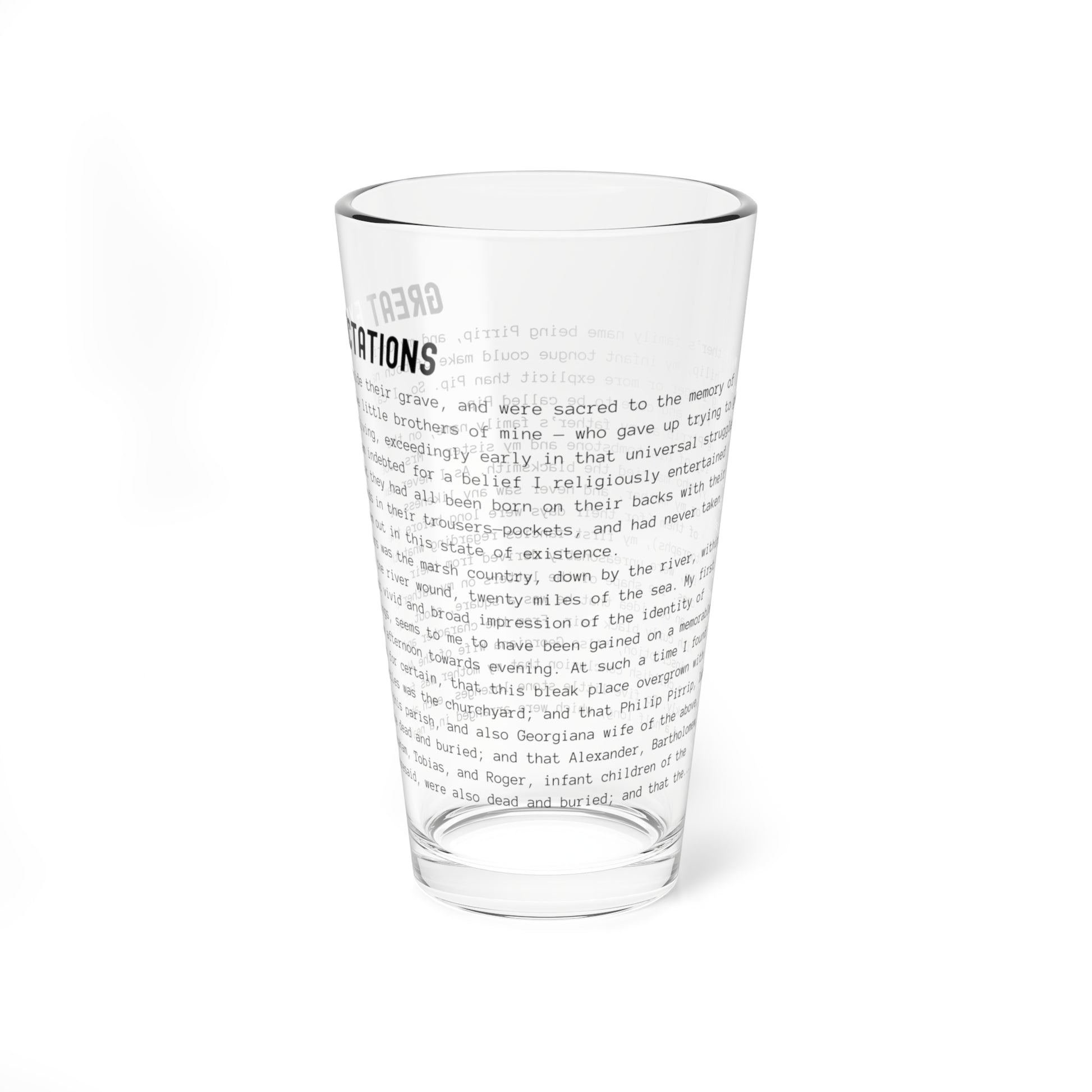 Fiction Pint Glass | Great Expectations Pint Glass | Classic Opening Passage | Book Lover Gift