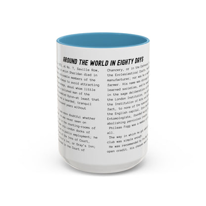 Coffee Mug Featuring the Opening Passage of Around the World in Eighty Days by Jules Verne