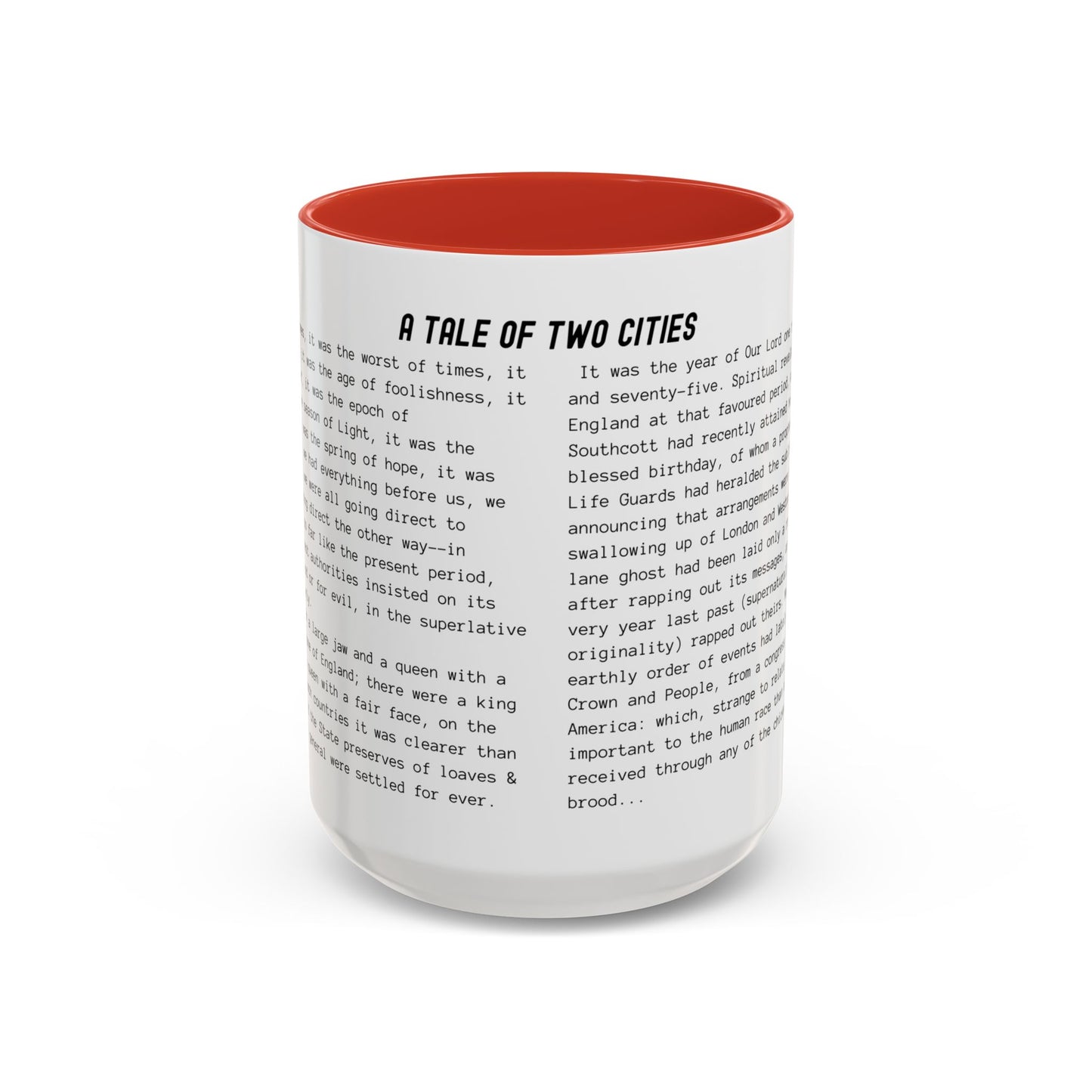 Fiction Coffee Mugs | A Tale of Two Cities Mug | Classic Opening Passage | Book Lover Gift