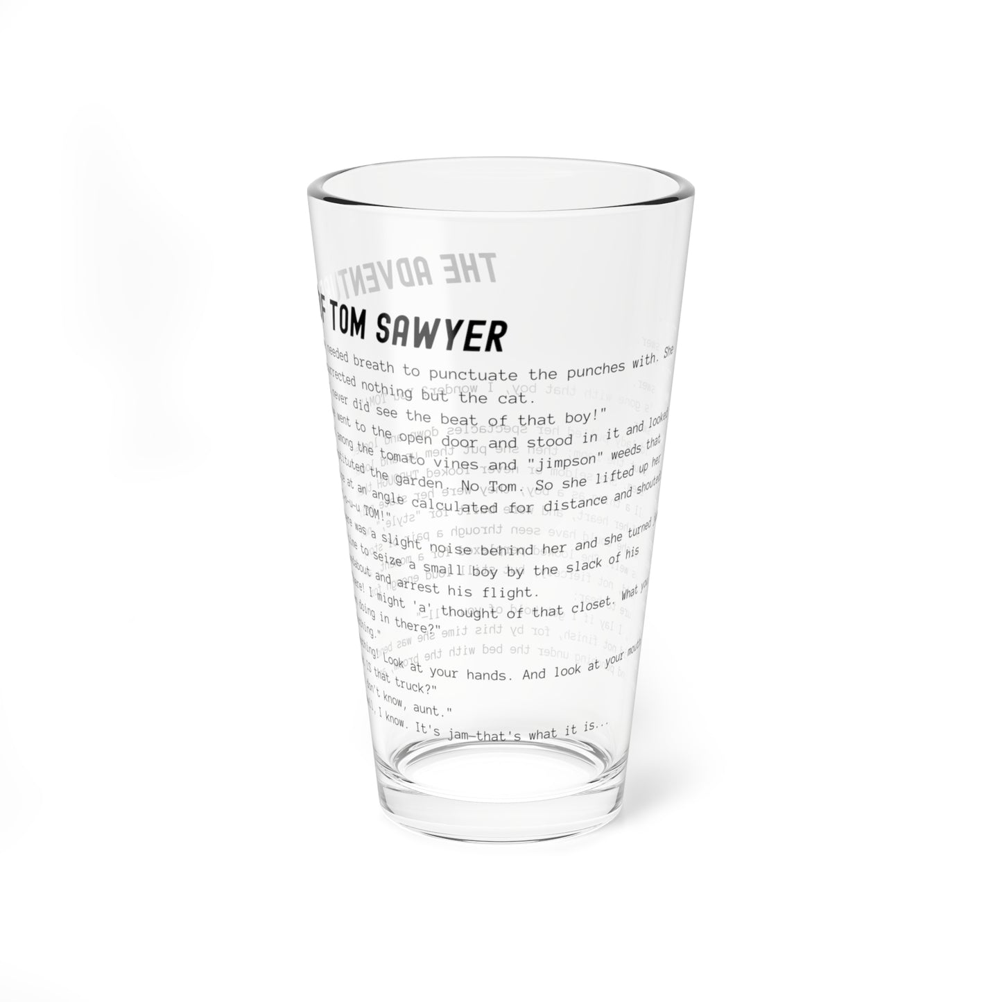 Fiction Pint Glass | The Adventures of Tom Sawyer Pint Glass | Classic Opening Passage | Book Lover Gift