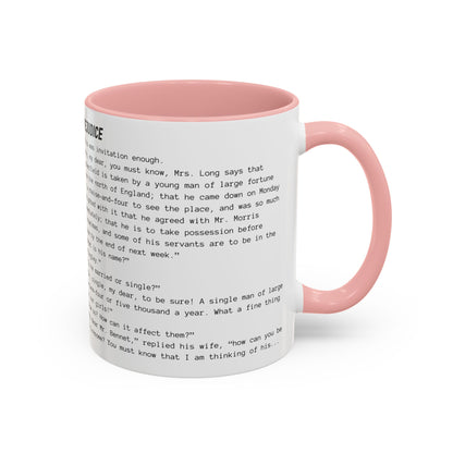 Fiction Coffee Mugs | Pride and Prejudice Mug | Classic Opening Passage | Book Lover Gift