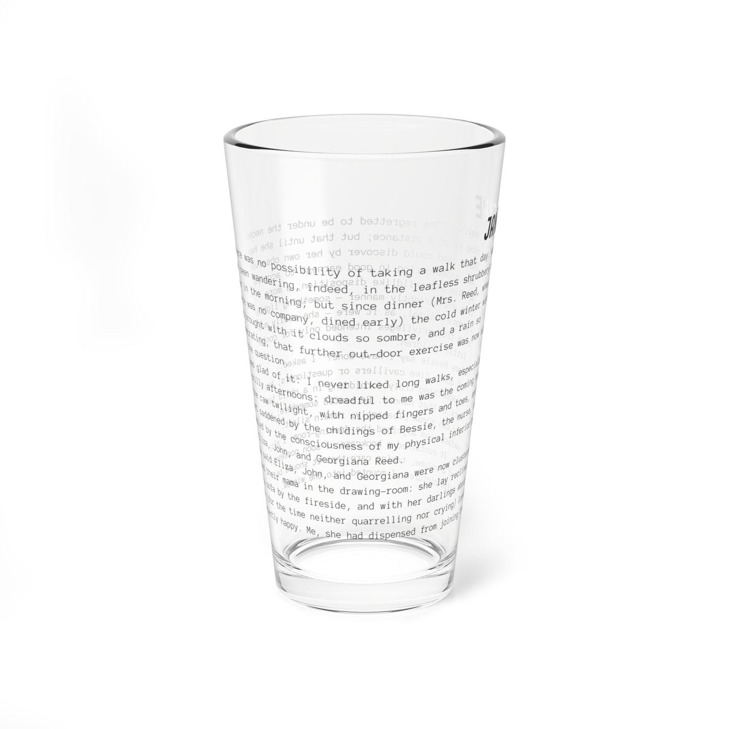 Fiction Pint Glass | Jane Eyre Pint Glass | Classic Opening Passage | Book Lover Gift