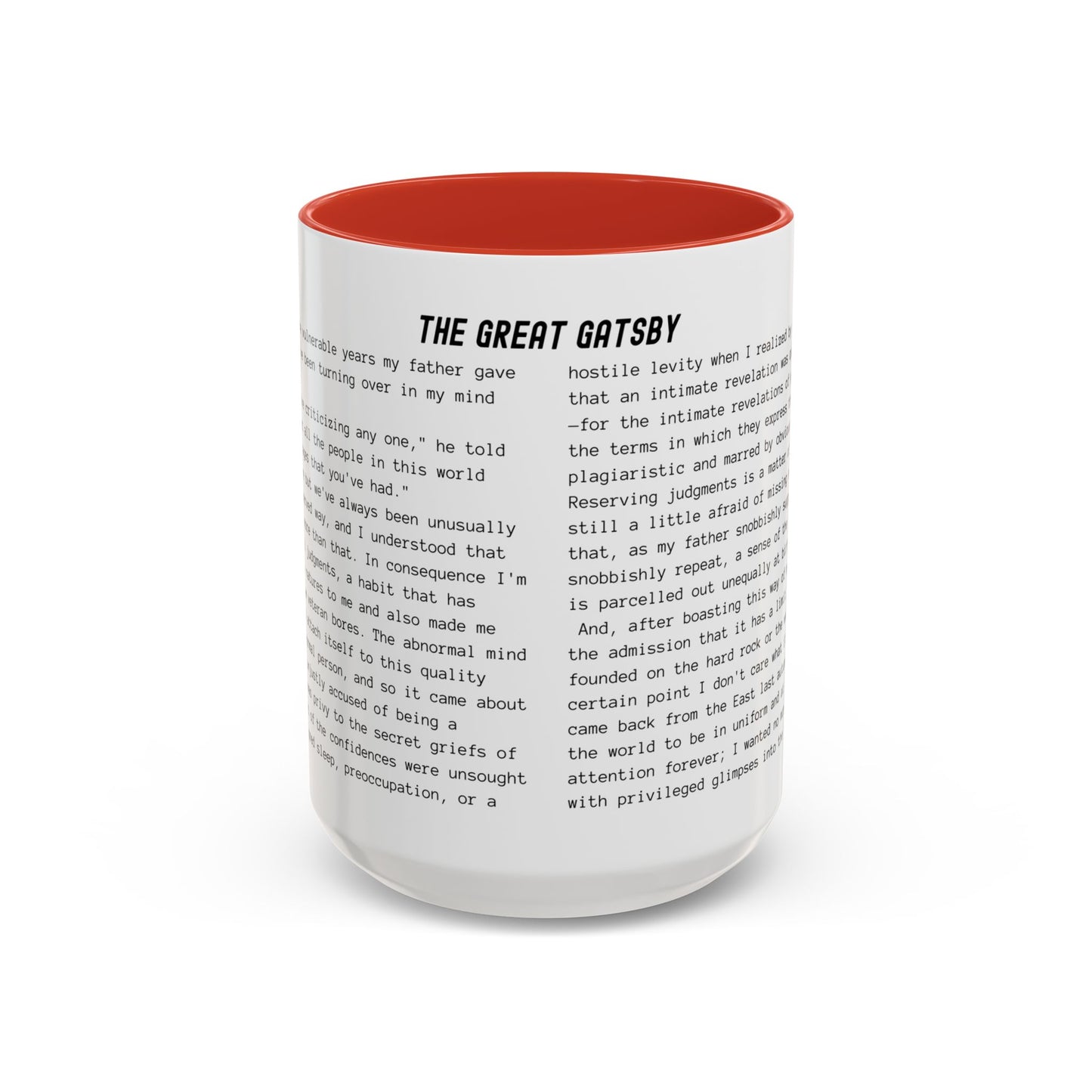 Fiction Coffee Mugs | The Great Gatsby Mug | Classic Opening Passage | Book Lover Gift