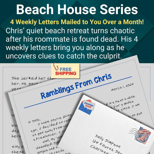 Beach House Murder Series of Fiction Mail Letters