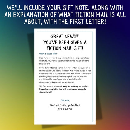 Sample gift note for a Fiction Mail series