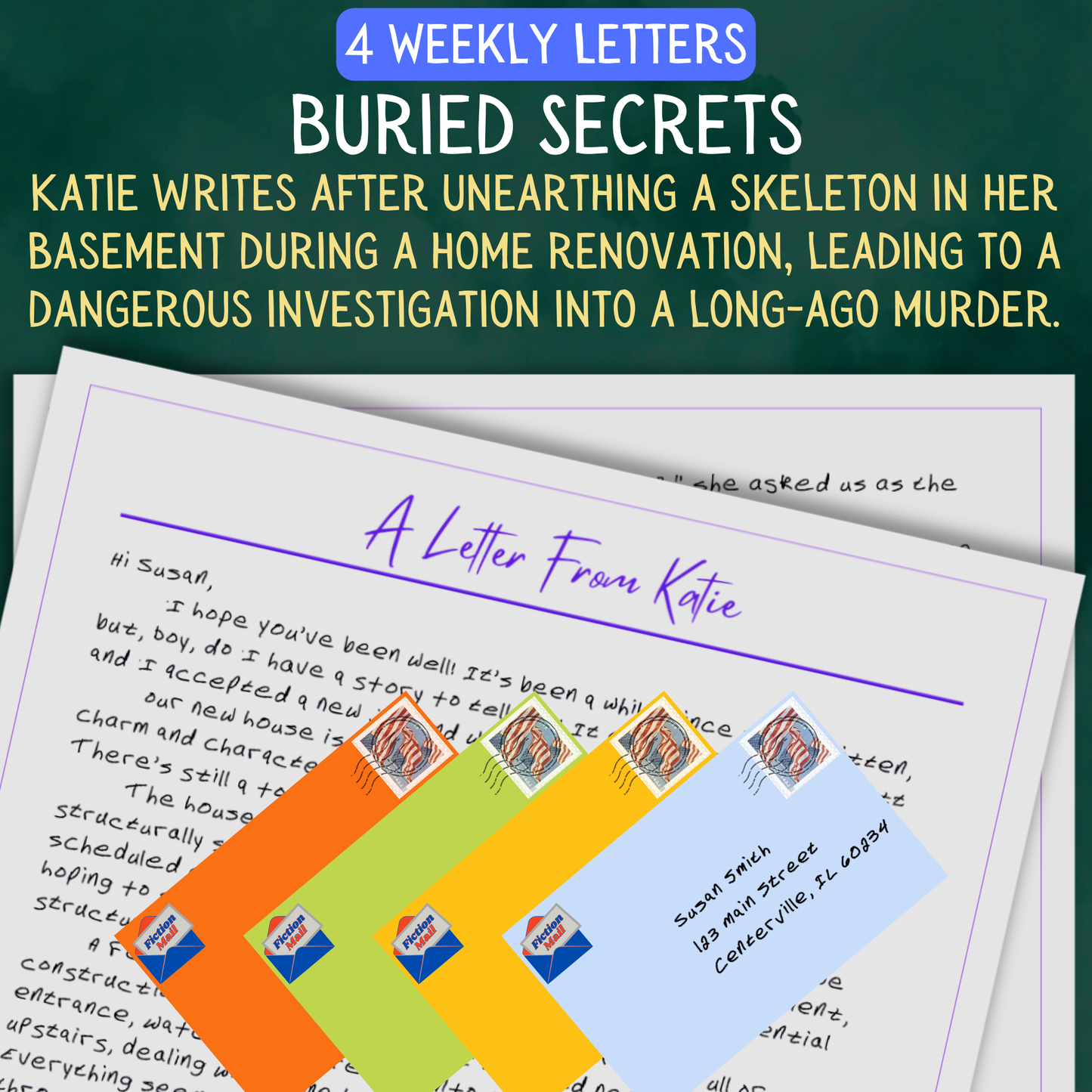 Promotional Graphic for Fiction Mail Buried Secrets Series of Stories as Letters