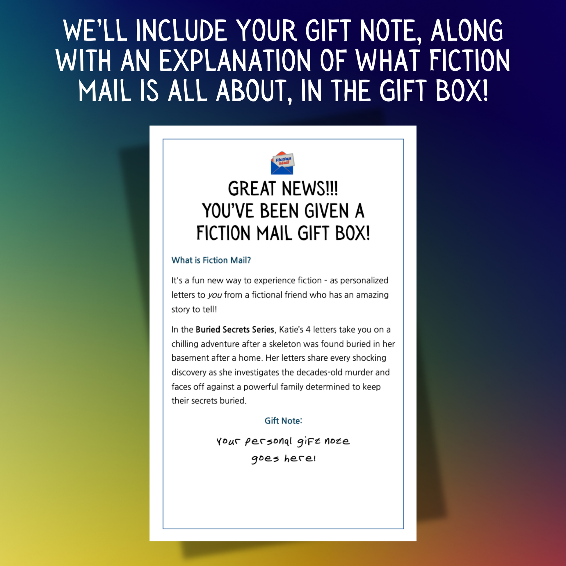 Buried Secrets Fiction Gift Box Personal Gift Note
