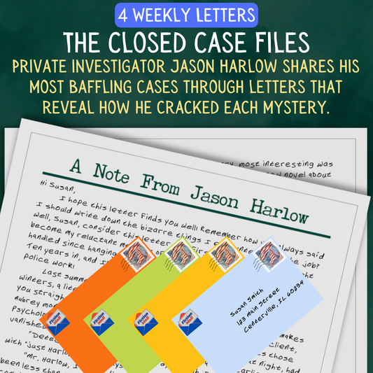 Promotional Graphic for Fiction Mail Closed Case Files Series of Stories as Letters