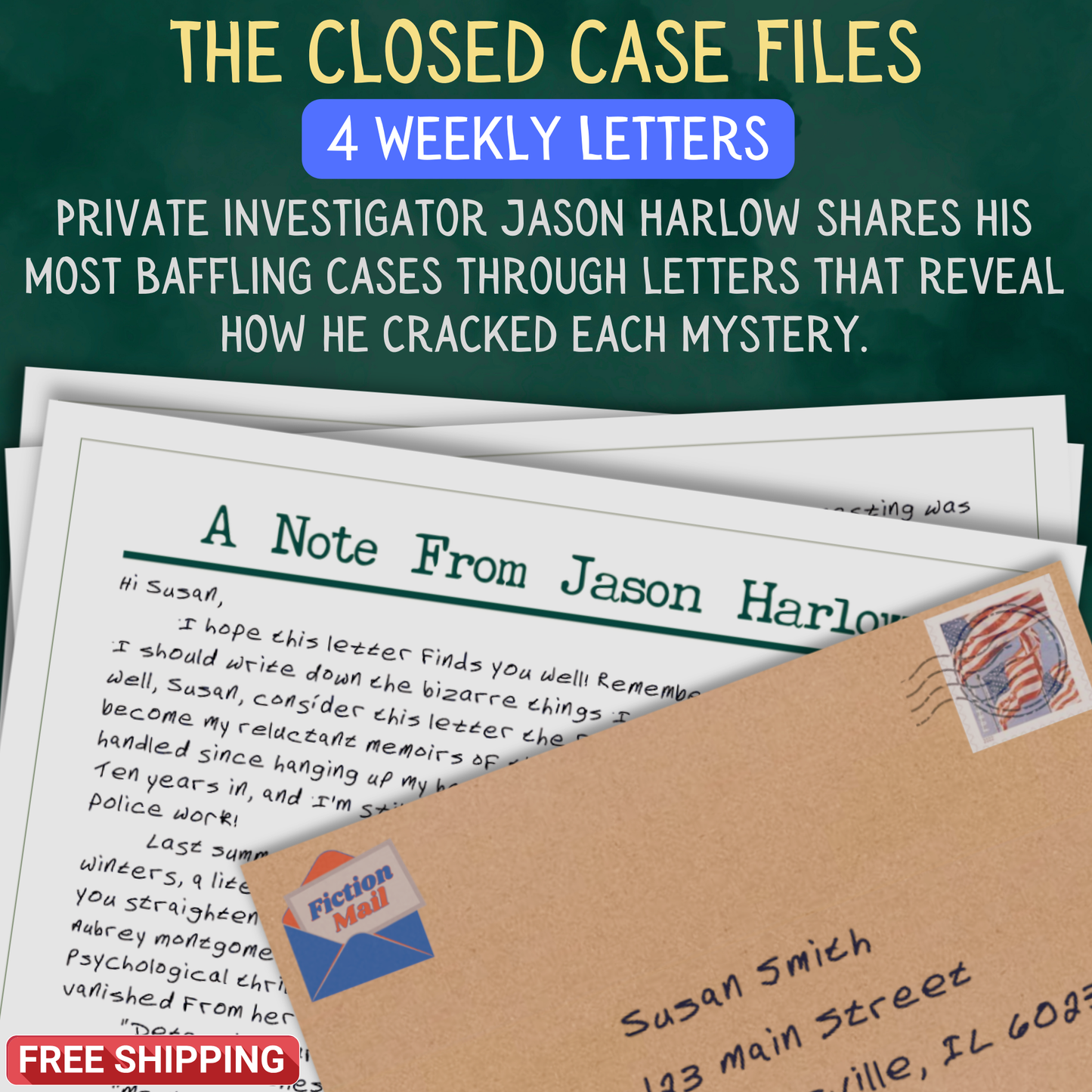 Promotional Graphic for Fiction Mail Closed Case Files Series of Stories as Letters