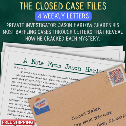 Promotional Graphic for Fiction Mail Closed Case Files Series of Stories as Letters