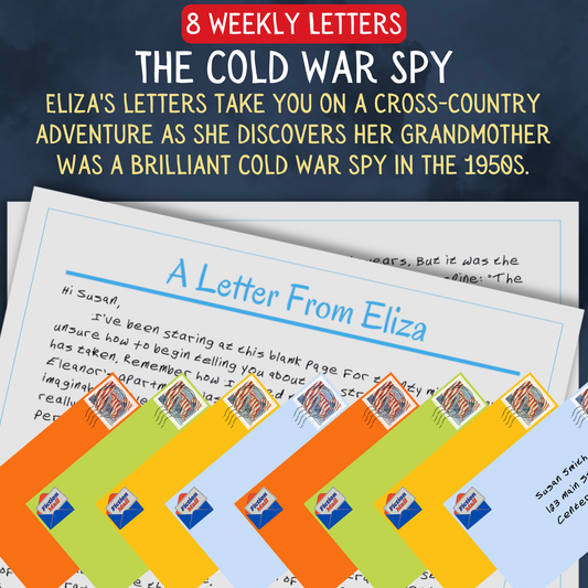 Promotional Graphic for Fiction Mail Cold War Spy Series of Stories as Letters