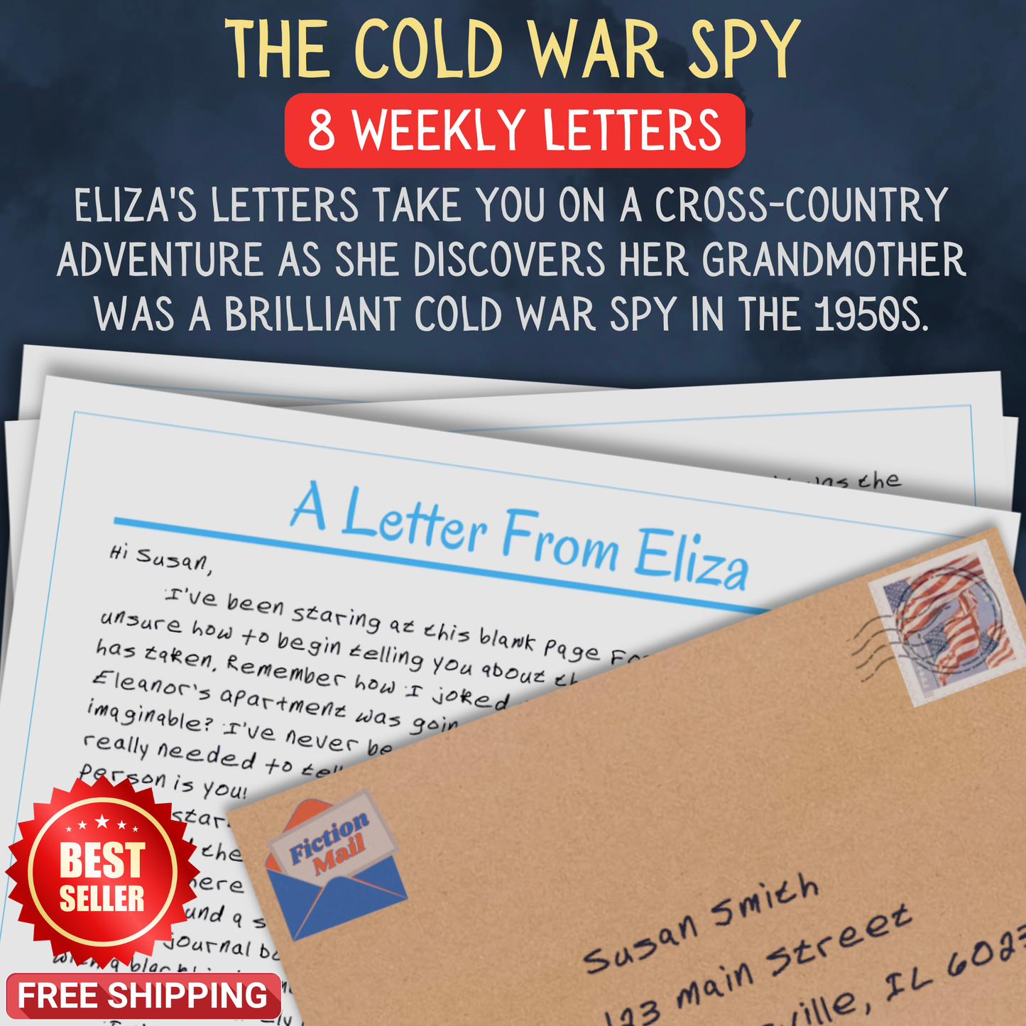 Promotional Graphic for Fiction Mail Cold War Spy Series of Stories as Letters