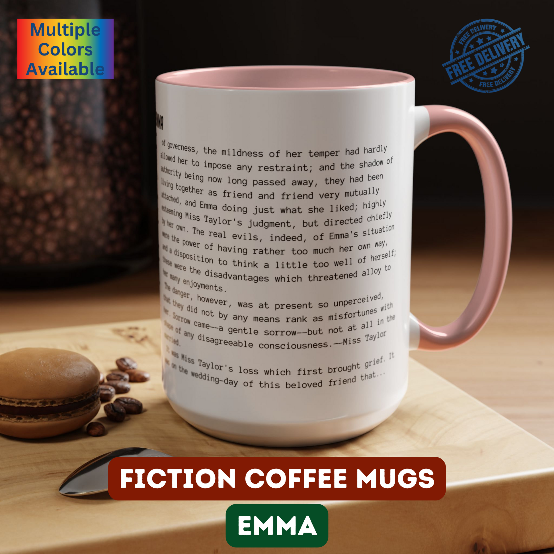 Fiction Coffee Mugs | Emma Mug | Classic Opening Passage | Book Lover Gift