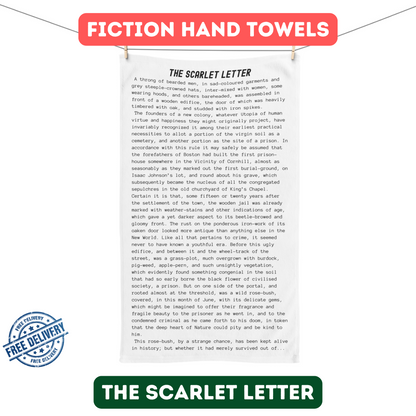 Fiction Towels | The Scarlet Letter Hand Towel | Classic Opening Passage | Book Lover Gift