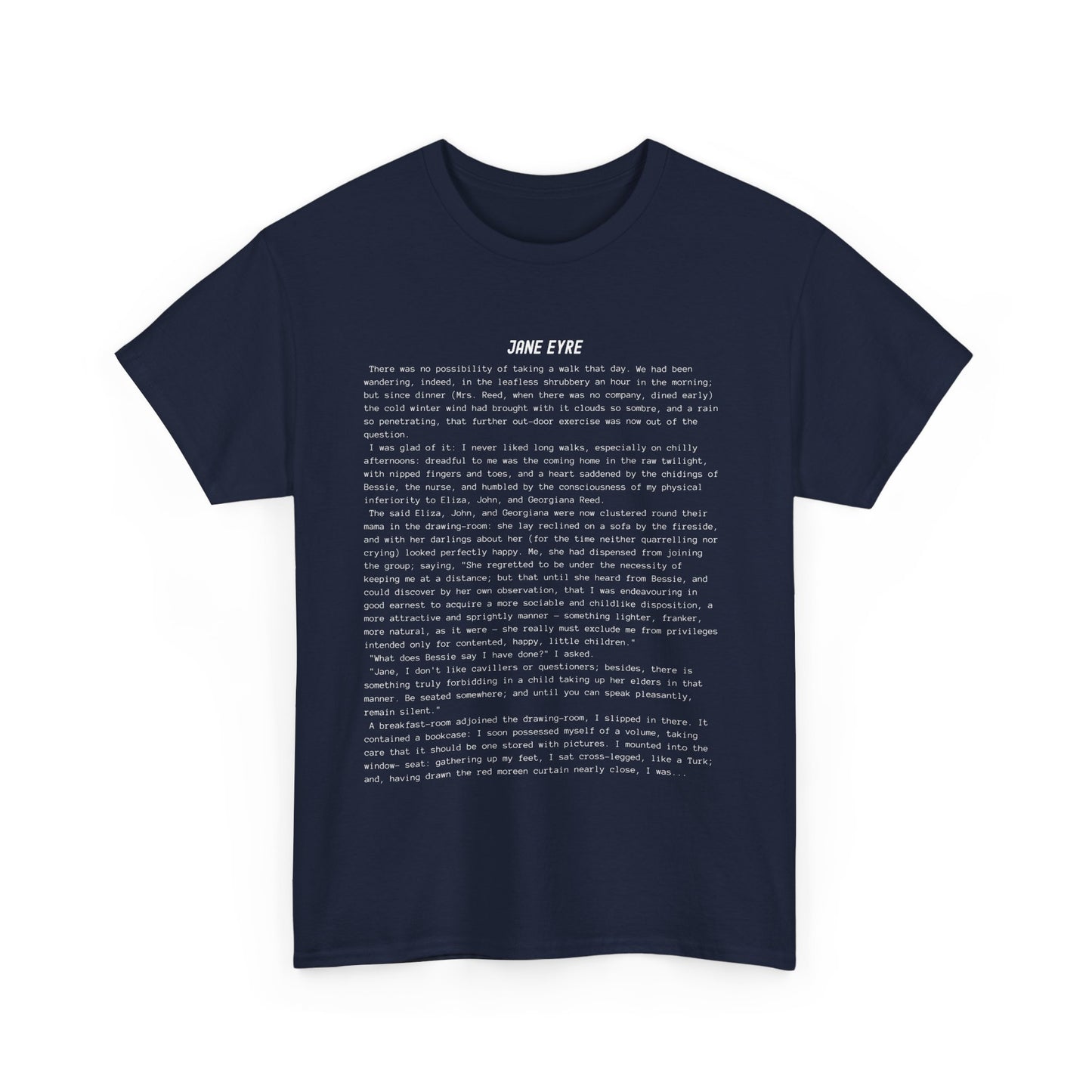 Fiction Shirts | Jane Eyre Literary T-Shirt | Classic Opening Passage | 100% Cotton Shirt | Book Lover Gift