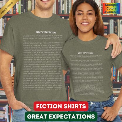 Fiction Shirts | Great Expectations Literary T-Shirt | Classic Opening Passage | 100% Cotton Shirt | Book Lover Gift