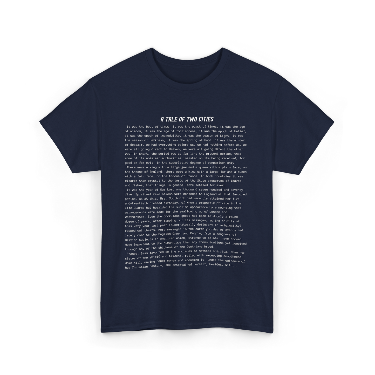 Fiction Shirts | A Tale of Two Cities Literary T-Shirt | Classic Opening Passage | 100% Cotton Shirt | Book Lover Gift