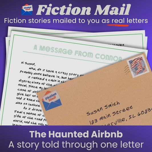 A promotional image for the story told through a letter for the Haunted Airnb Fiction Mail story.
