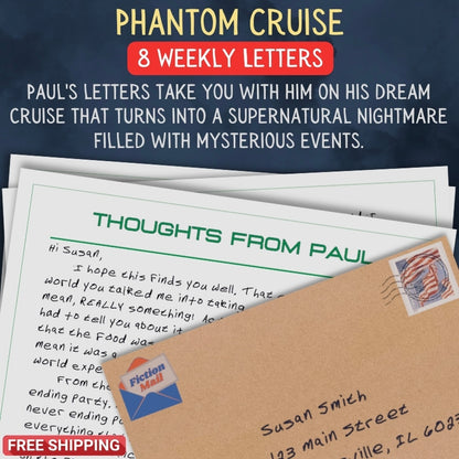 Personalized Phantom Cruise letter from Paul with realistic handwriting next to addressed envelope
