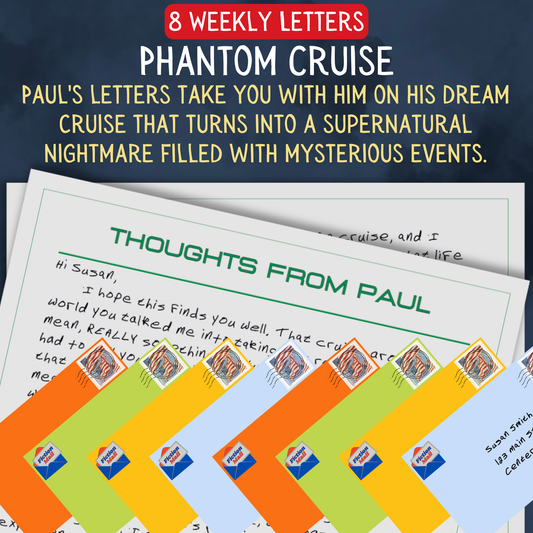 Promotional Graphic for Fiction Mail Phantom Cruise Series of Stories as Letters