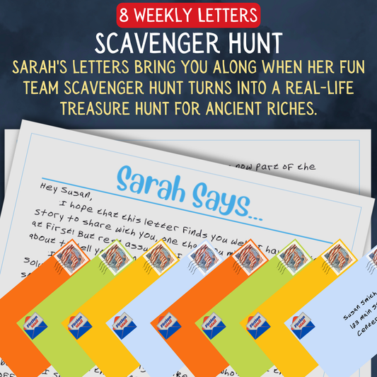 Promotional Graphic for Fiction Mail Scavenger Hunt Series of Stories as Letters