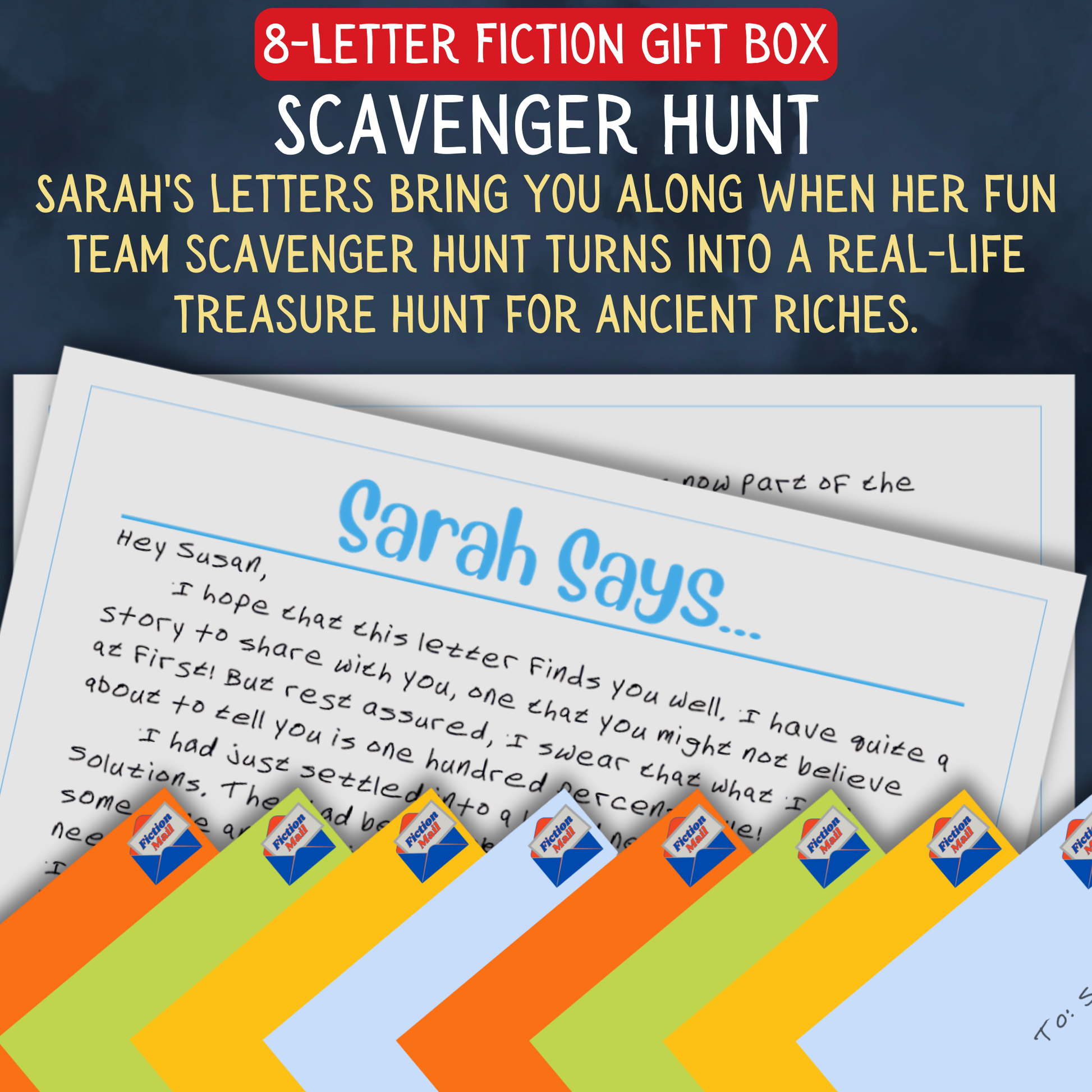 Scavenger Hunt Fiction Mail Gift Box with 8 fiction letters