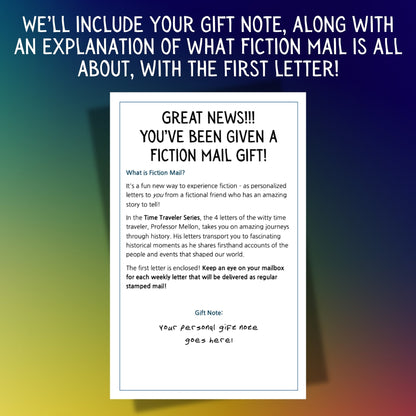 Sample gift note for a Fiction Mail series