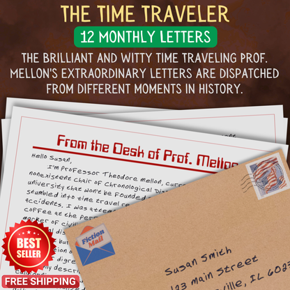 Promotional Graphic for Fiction Mail Time Traveler Series of Stories as Letters