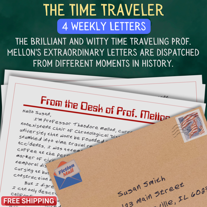 Promotional Graphic for Fiction Mail Time Traveler Series of Stories as Letters