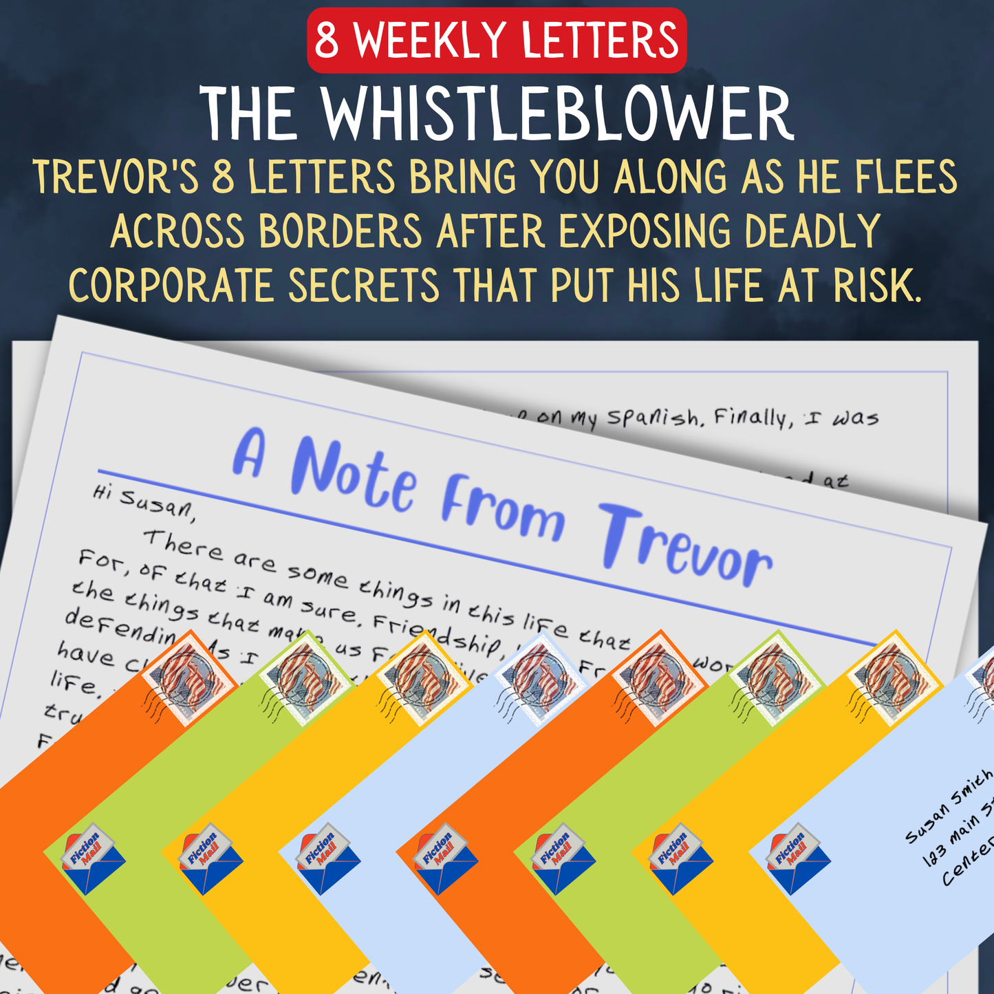 Promotional Graphic for Fiction Mail Whistleblower Series of Stories as Letters