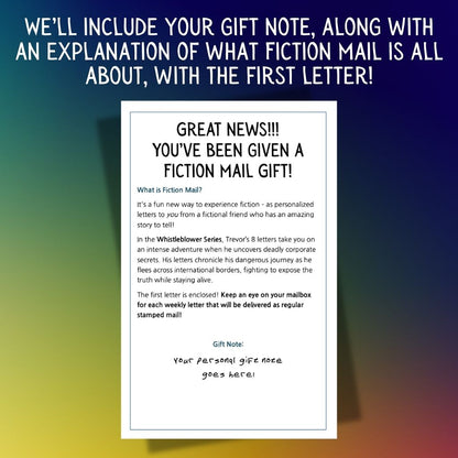 Sample gift note for a Fiction Mail series
