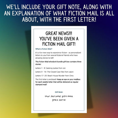 Sample gift note for a Fiction Mail series