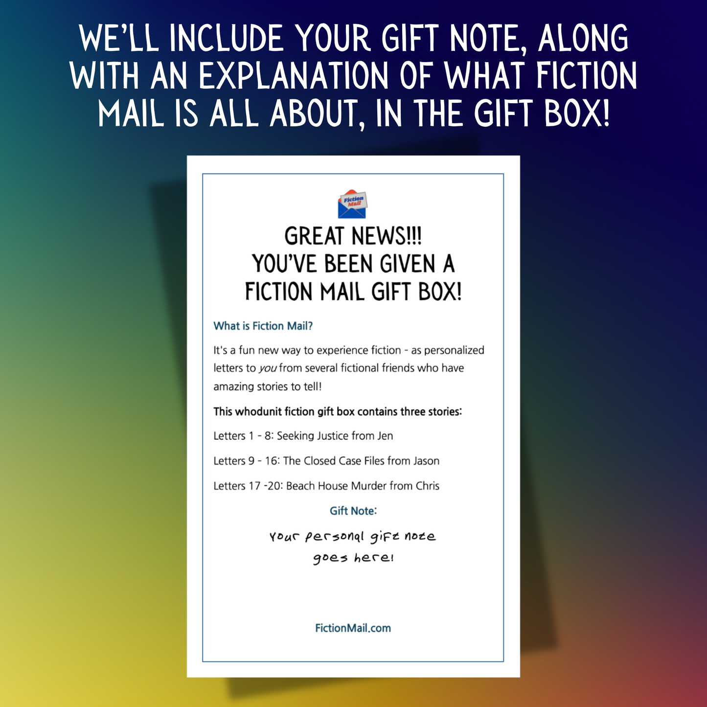 Gift note for Fiction Mail Gift Box Whodunit Bundle